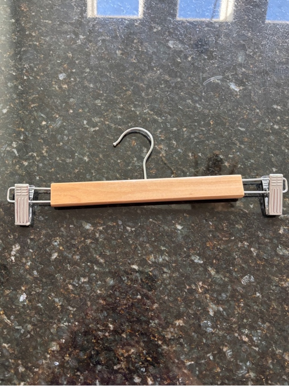 Natural Wood Pants Hanger with Metal Clips